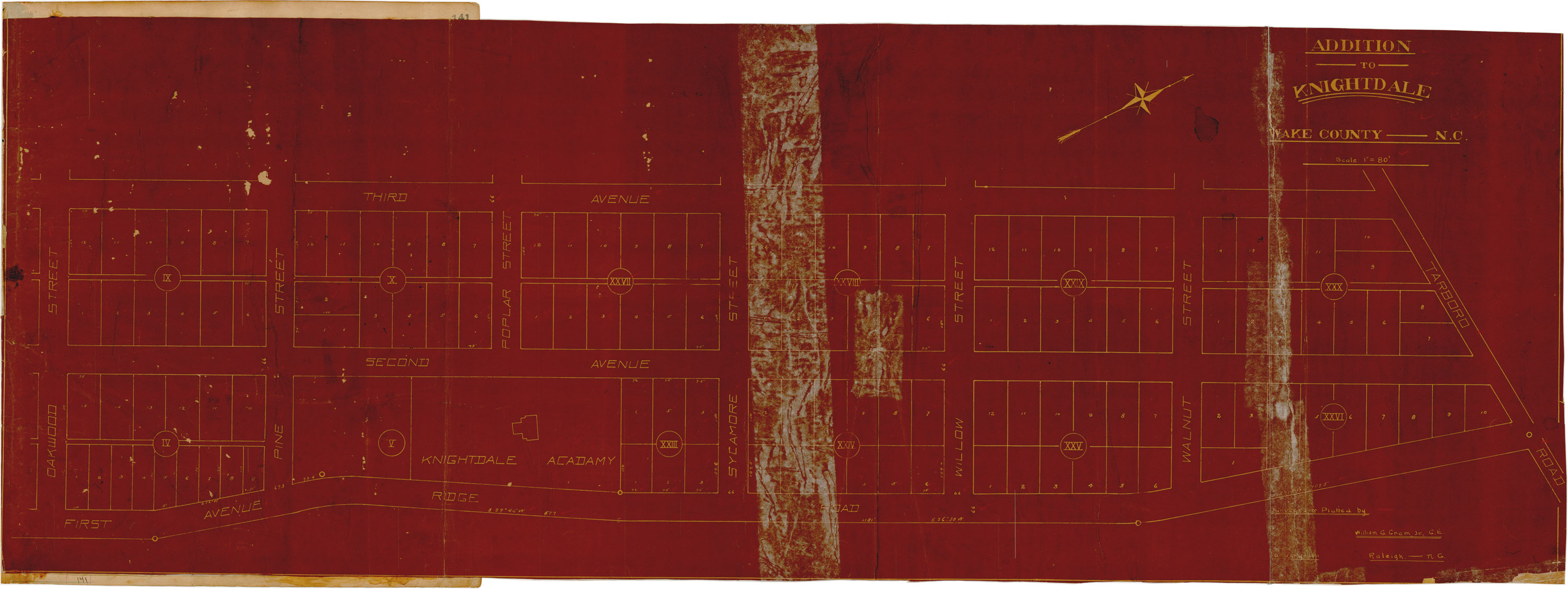 1911 Addition to Knightdale plat by William C. Cram, Jr.