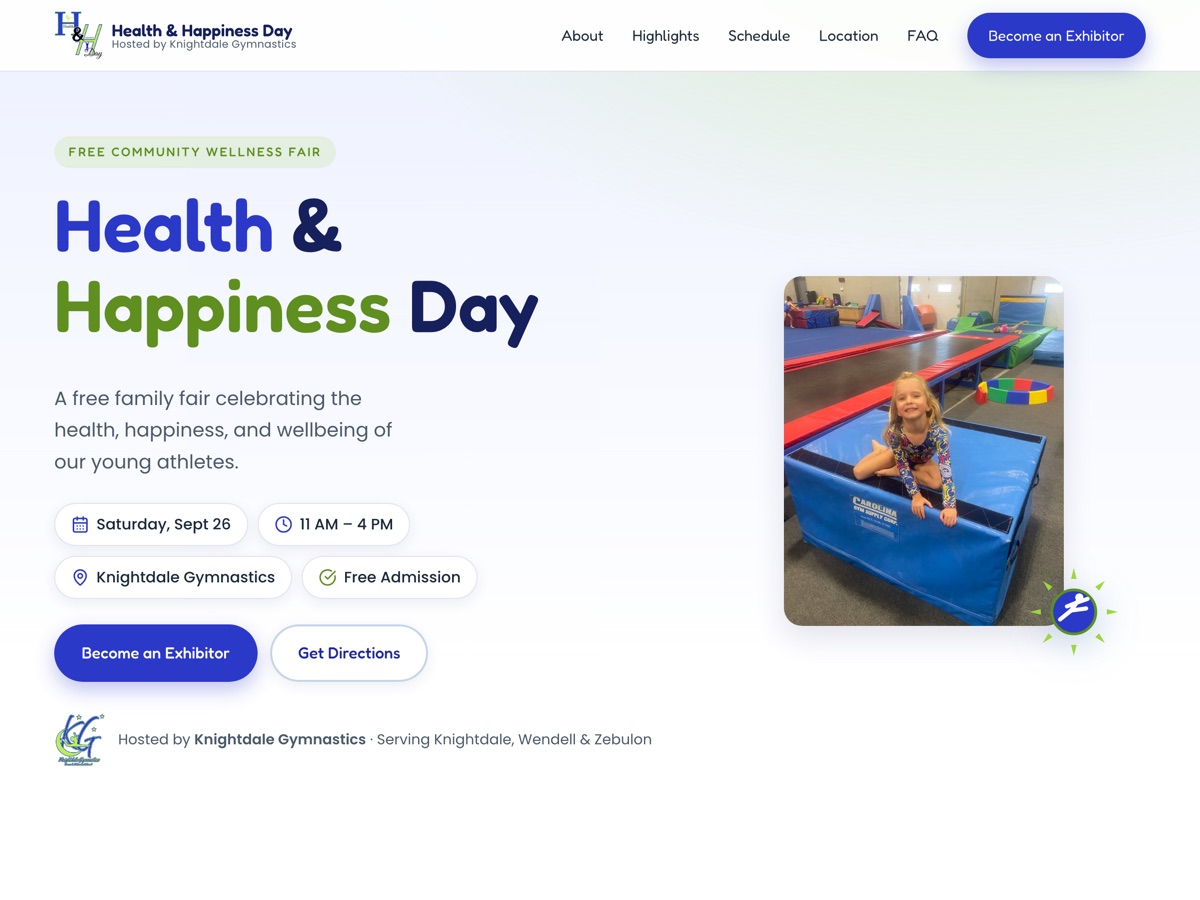 Health & Happiness Day event site homepage