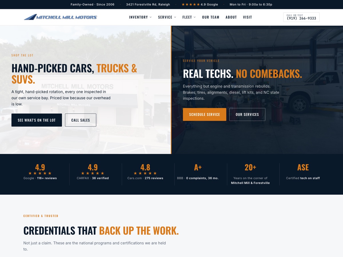 Mitchell Mill Motors homepage