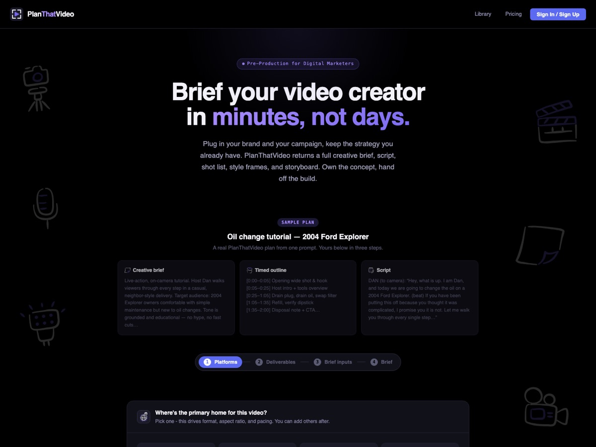 PlanThatVideo homepage