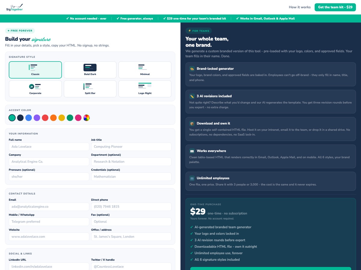 SigTogether homepage